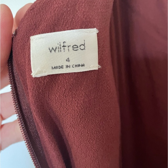 Wilfred Aritzia Size 4 Off Shoulder Mini Dress | Deep Red, Rust, Brown, - Picture 4 of 5